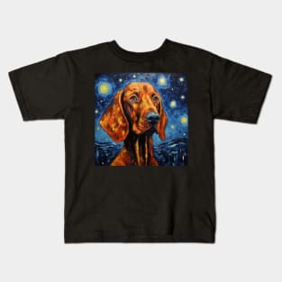 Redbone coonhound Night Portrait Kids T-Shirt